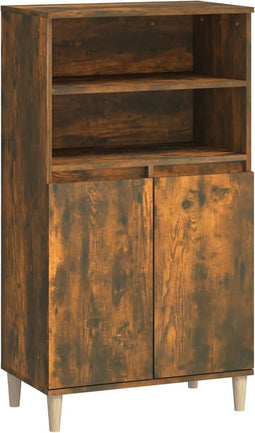 vidaXL - Hoge - kast - 60x36x110 - cm - bewerkt - hout - gerookt - eikenkleurig