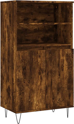 vidaXL - Hoge - kast - 60x36x110 - cm - bewerkt - hout - gerookt - eikenkleurig