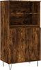 vidaXL - Hoge - kast - 60x36x110 - cm - bewerkt - hout - gerookt - eikenkleurig