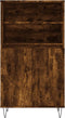 vidaXL - Hoge - kast - 60x36x110 - cm - bewerkt - hout - gerookt - eikenkleurig
