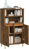 vidaXL - Hoge - kast - 60x36x110 - cm - bewerkt - hout - gerookt - eikenkleurig