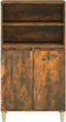 vidaXL - Hoge - kast - 60x36x110 - cm - bewerkt - hout - gerookt - eikenkleurig
