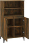 vidaXL - Hoge - kast - 60x36x110 - cm - bewerkt - hout - gerookt - eikenkleurig