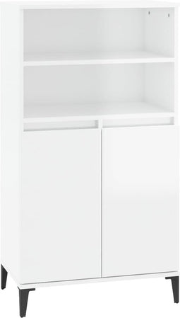 vidaXL - Hoge - kast - 60x36x110 - cm - bewerkt - hout - hoogglans - wit
