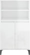vidaXL - Hoge - kast - 60x36x110 - cm - bewerkt - hout - hoogglans - wit