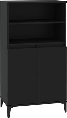 vidaXL - Hoge - kast - 60x36x110 - cm - bewerkt - hout - zwart