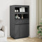 vidaXL - Hoge - kast - 60x40x116,5 - cm - massief - grenenhout - grijs