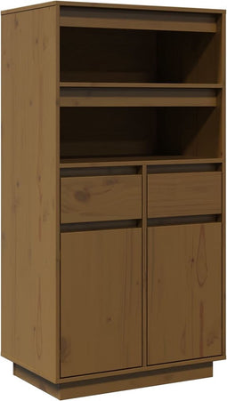 vidaXL - Hoge - kast - 60x40x116,5 - cm - massief - grenenhout - honingbruin