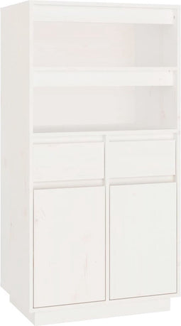 vidaXL - Hoge - kast - 60x40x116,5 - cm - massief - grenenhout - wit