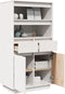 vidaXL - Hoge - kast - 60x40x116,5 - cm - massief - grenenhout - wit