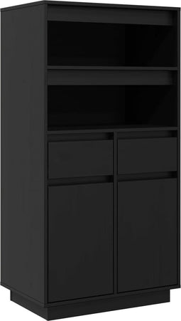 vidaXL - Hoge - kast - 60x40x116,5 - cm - massief - grenenhout - zwart