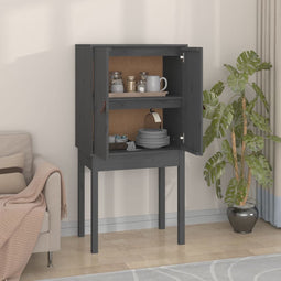 vidaXL - Hoge - kast - 60x40x120 - cm - massief - grenenhout - grijs