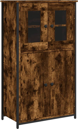vidaXL - Hoge - kast - 62x32x106,5 - cm - bewerkt - hout - gerookt - eikenkleurig