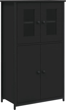 vidaXL - Hoge - kast - 62x32x106,5 - cm - bewerkt - hout - zwart