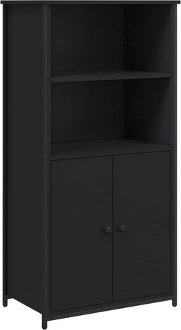 vidaXL - Hoge - kast - 62x36x121,5 - cm - bewerkt - hout - zwart