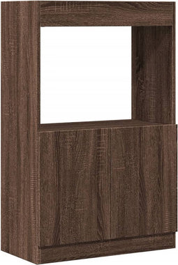 vidaXL - Hoge - kast - 63x33x100 - cm - bewerkt - hout - bruin - eikenkleurig
