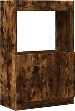 vidaXL - Hoge - kast - 63x33x100 - cm - bewerkt - hout - gerookt - eikenkleurig