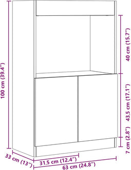 vidaXL - Hoge - kast - 63x33x100 - cm - bewerkt - hout - sonoma - eikenkleurig