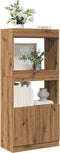 vidaXL - Hoge - kast - 63x33x140 - cm - bewerkt - hout - artisanaal - eikenkleurig