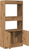 vidaXL - Hoge - kast - 63x33x140 - cm - bewerkt - hout - artisanaal - eikenkleurig