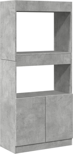 vidaXL - Hoge - kast - 63x33x140 - cm - bewerkt - hout - betongrijs