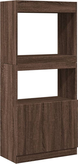 vidaXL - Hoge - kast - 63x33x140 - cm - bewerkt - hout - bruin - eikenkleurig