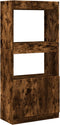 vidaXL - Hoge - kast - 63x33x140 - cm - bewerkt - hout - gerookt - eikenkleurig