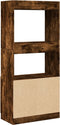 vidaXL - Hoge - kast - 63x33x140 - cm - bewerkt - hout - gerookt - eikenkleurig