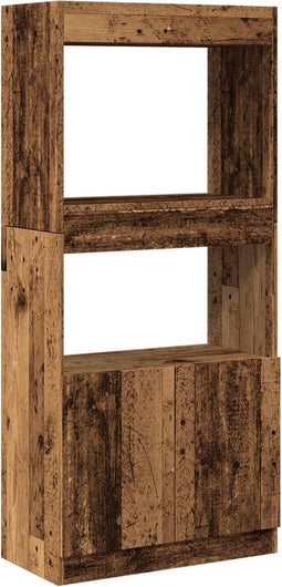 vidaXL - Hoge - kast - 63x33x140 - cm - bewerkt - hout - oud - houtkleurig