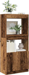 vidaXL - Hoge - kast - 63x33x140 - cm - bewerkt - hout - oud - houtkleurig