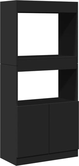 vidaXL - Hoge - kast - 63x33x140 - cm - bewerkt - hout - zwart