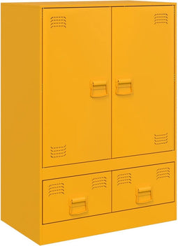 vidaXL - Hoge - kast - 67x39x95 - cm - staal - mosterdgeel