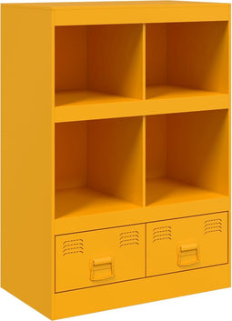 vidaXL - Hoge - kast - 67x39x95 - cm - staal - mosterdgeel