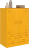vidaXL - Hoge - kast - 67x39x95 - cm - staal - mosterdgeel