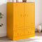 vidaXL - Hoge - kast - 67x39x95 - cm - staal - mosterdgeel