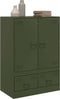 vidaXL - Hoge - kast - 67x39x95 - cm - staal - olijfgroen