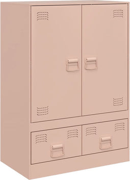 vidaXL - Hoge - kast - 67x39x95 - cm - staal - roze