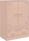 vidaXL - Hoge - kast - 67x39x95 - cm - staal - roze