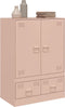 vidaXL - Hoge - kast - 67x39x95 - cm - staal - roze