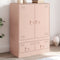 vidaXL - Hoge - kast - 67x39x95 - cm - staal - roze