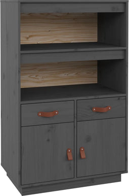 vidaXL - Hoge - kast - 67x40x108,5 - cm - massief - grenenhout - grijs
