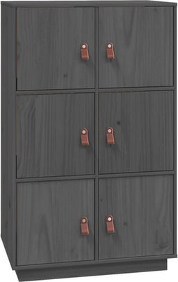 vidaXL - Hoge - kast - 67x40x108,5 - cm - massief - grenenhout - grijs