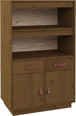 vidaXL - Hoge - kast - 67x40x108,5 - cm - massief - grenenhout - honingbruin