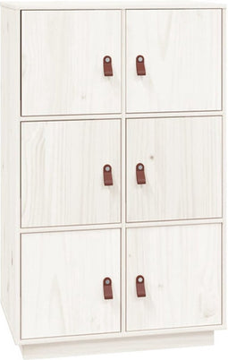 vidaXL - Hoge - kast - 67x40x108,5 - cm - massief - grenenhout - wit
