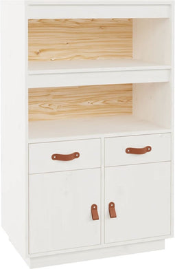 vidaXL - Hoge - kast - 67x40x108,5 - cm - massief - grenenhout - wit