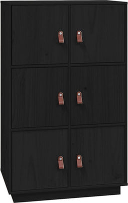 vidaXL - Hoge - kast - 67x40x108,5 - cm - massief - grenenhout - zwart