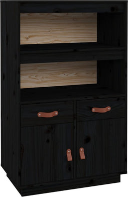 vidaXL - Hoge - kast - 67x40x108,5 - cm - massief - grenenhout - zwart