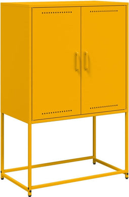 vidaXL - Hoge - kast - 68,5x38,5x107 - cm - staal - mosterdgeel