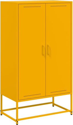 vidaXL - Hoge - kast - 68,5x38,5x123,5 - cm - staal - mosterdgeel