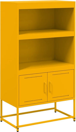 vidaXL - Hoge - kast - 68,5x38,5x123,5 - cm - staal - mosterdgeel